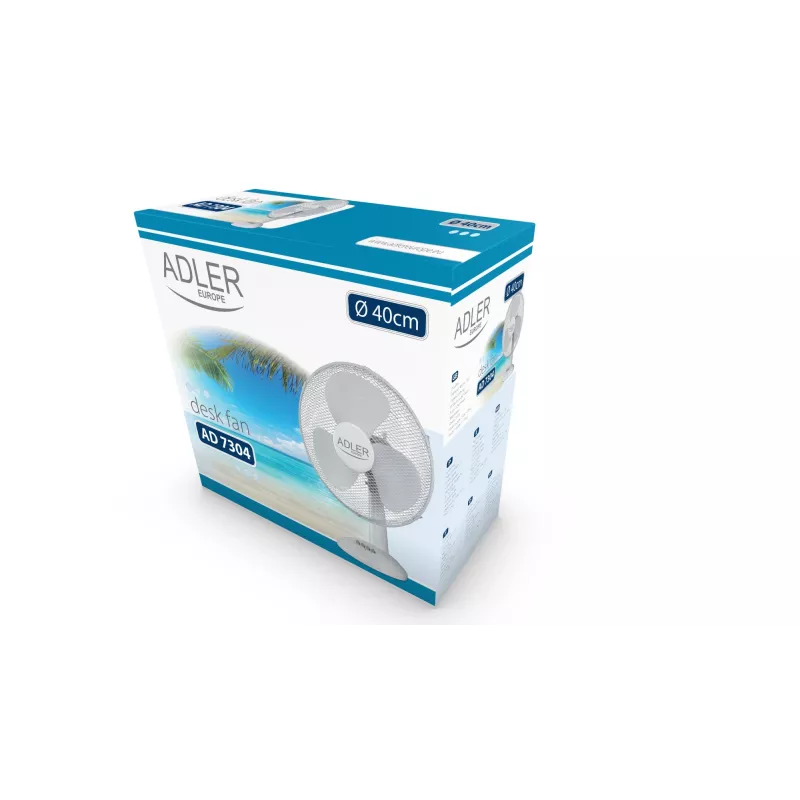 Adler | AD 7304 | Lauaventilaator | Valge | Läbimõõt 40 cm | Kiiruste arv 3 | Võnkumine | 45 W | Ei