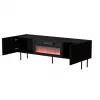TV-kapp Cama Meble LUCCA 180x40x59 cm, must pealispind ja raam, puitlaastplaat, sisaldab musta kaminat