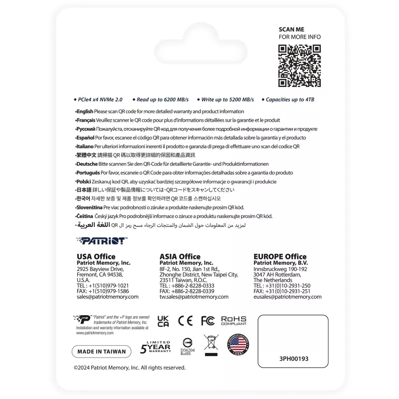 SSD-ketas Patriot 2TB M.2 PCIe Gen4 x4 NVMe 2.0 P400VP2TBM28H