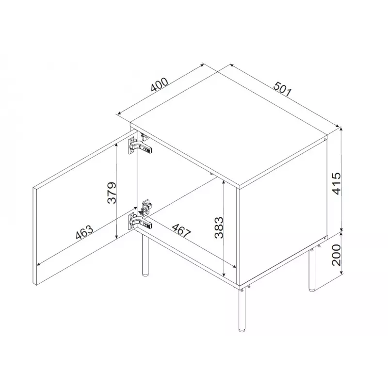 Cama INSERTO Öökapp, 2 tk, 50x40x61.5 cm, must + LED