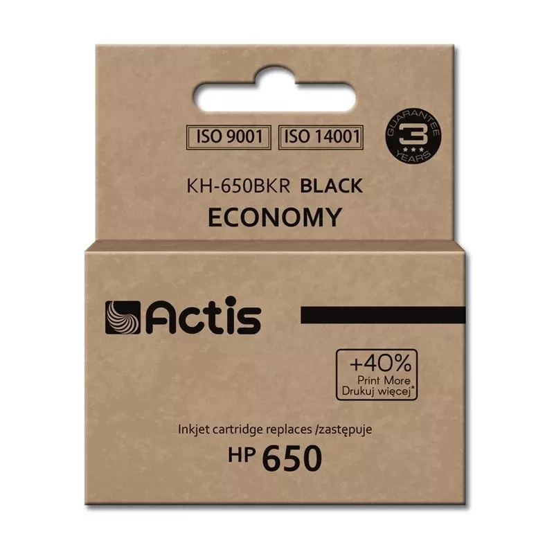 Tindikassett ACTIS KH-650BKR ühilduv HP 650-le — Must pigmenttint, 15 ml, standardmahutavus, üksikpakend