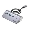 USB-jaotur Unitek H1337AGY01 — 4 pordiga (2×USB-C, 2×USB-A), kuni 5 Gbps pordi kohta, alumiinium, hõbedane