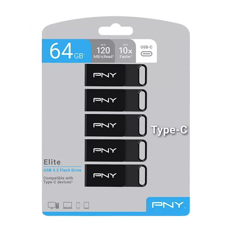 STICK PNY Elite - USB-mälupulk - 64 GB - USB-C
