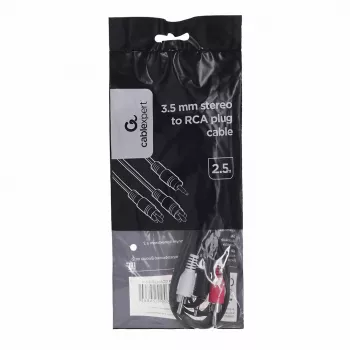 Gembird 2,5 m, 3,5 mm/2xRCA, M/M helikaabel must, punane, valge