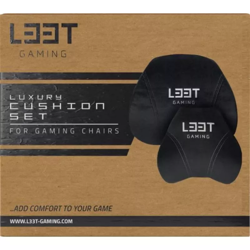 L33T Gaming 160382 Luksuslik mängutooli padjakomplekt, mäluvahust, sametist, ülimalt pehme, must