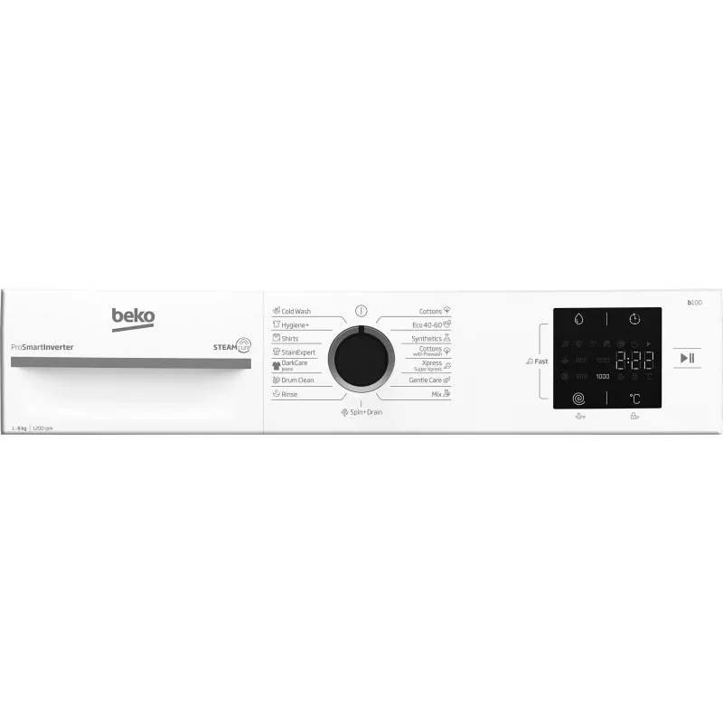 BEKO pesumasin BM1WFSU36233WB, 6 kg, energiaklass B, 44,6 cm, 1200 p/min, inverter-mootor, Steam Cure
