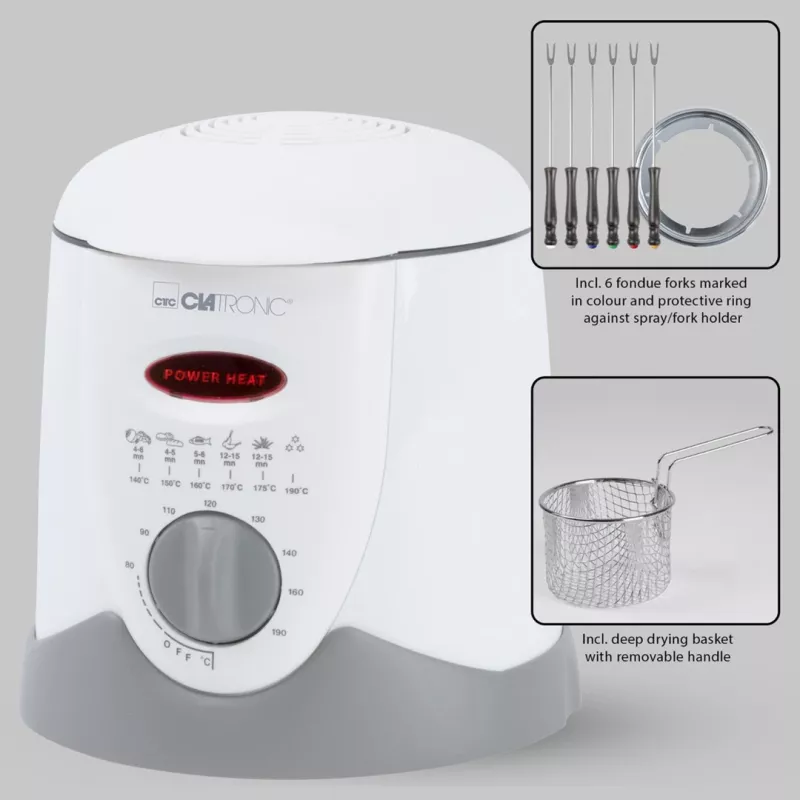 Clatronic FFR 2916 ühekordne 1 L eraldiseisev 900 W fritüür hall, valge