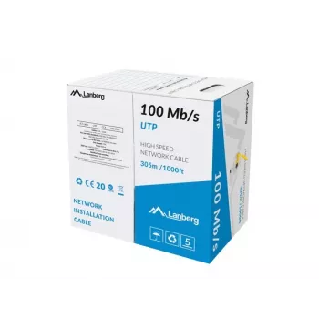 LANBERG võrgukaabel LCU5-10CC-0305-Y U/UTP Cat5e 305 m, 24 AWG CCA, kollane