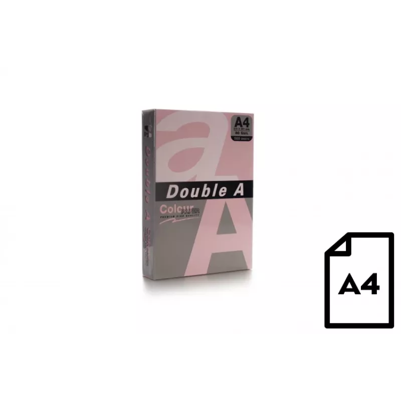 Värviline paber Double A, 80g, A4, 500 lehte, roosa