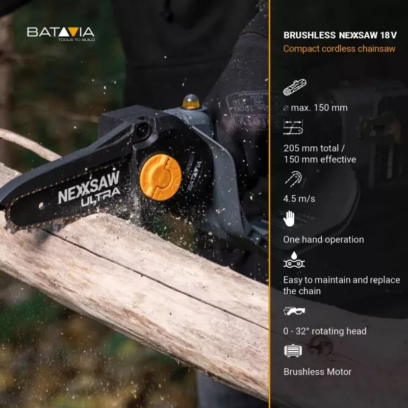 Batavia B.V. | 18V Nexxsaw juhtmeta harjadeta ühe käega kettsaag V3 Ultra, ilma aku ja laadijata | 17,78 cm | Kettsaag