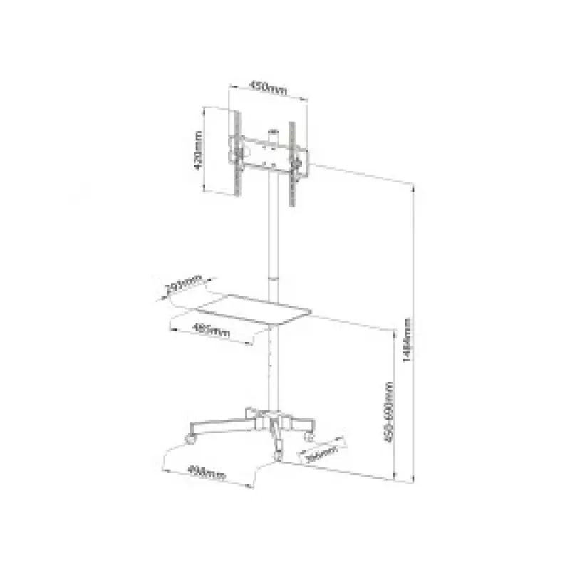 TV laud/käru ratastel + käepide 23-55 25 kg S-09