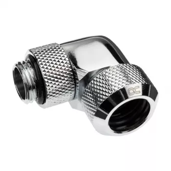 Alphacool Eiszapfen 13mm HardTube kruviühendus 90° pööratav G1/4 - nurkliitmik vedelikjahutussüsteemile - kroom