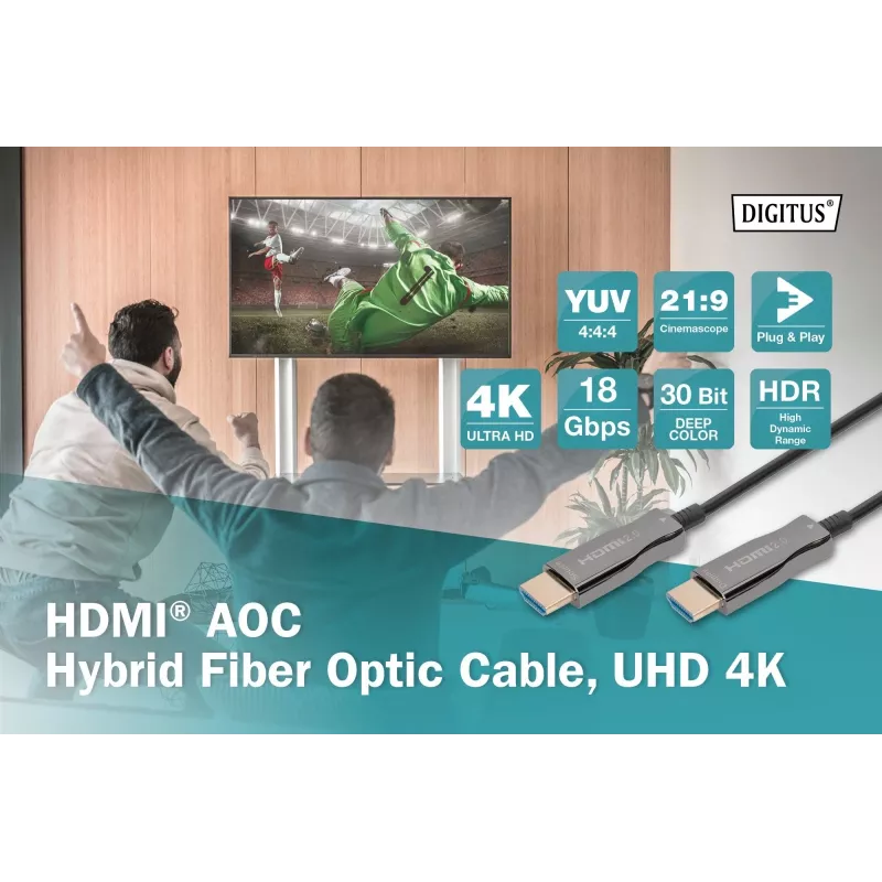 HDMI AOC hübriidne fiiberoptiline kaabel Digitus AK-330125-100-S