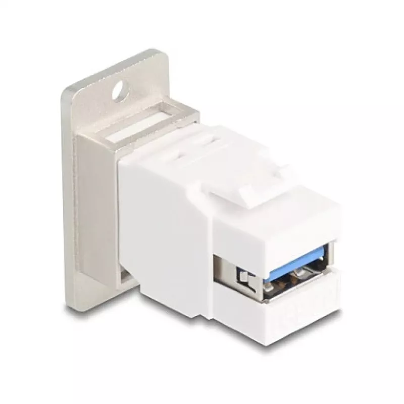 Keystone moodul DELOCK 67337 paneeli monteeritav USB Type-B USB Type-A-le 5 Gbps, hõbedane/valge