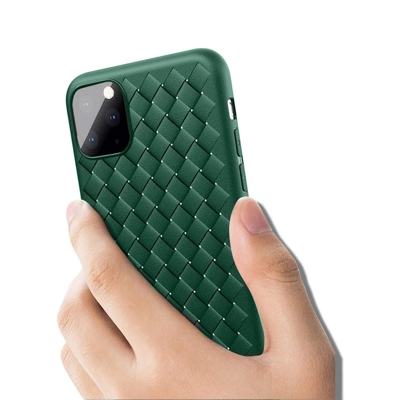 Devia pehme kaitseümbris iPhone 11 Pro Max jaoks – kootud mustriga, roheline