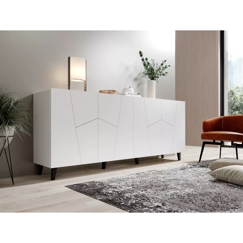 Kummut Cama Meble ETNA 200x42x82 cm, valge matt, puitlaastplaat, 16 mm raam