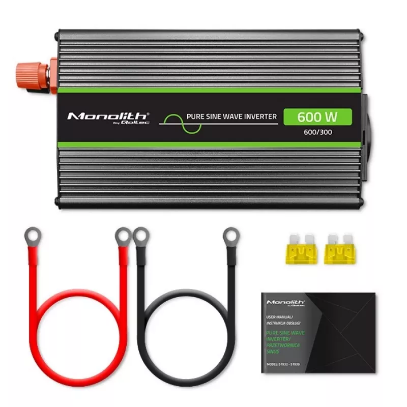 Qoltec Monolith toiteadapter/inverter Auto 600 W must