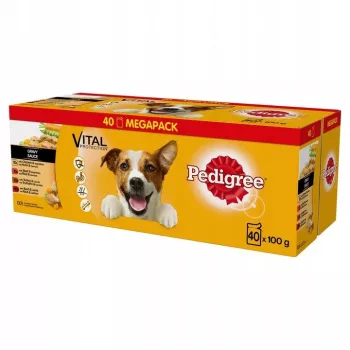 Märg koeratoit Pedigree Vital Protection Gravy 100 g kotikesed, 40 tk pakk, täiskasvanud koertele, kana maitse, 82,5% niiskust