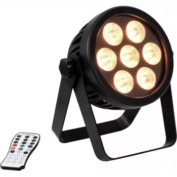 LED spot EUROLITE 4C-7 Silent õhuke 7W RGB — kompaktne lava-/miljöövalgusti, 7W RGB väljund