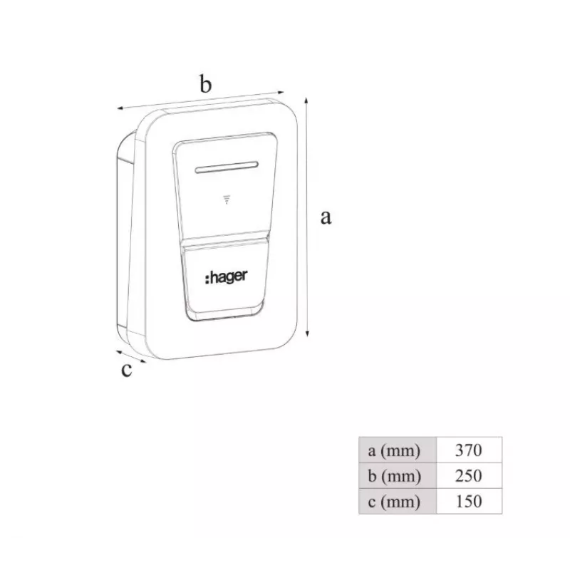 Seinale paigaldatav elektrisõiduki laadimisjaam Hager witty one 11 kW 3-faasiline koos Type 2 pistikupesaga, RFID, Bluetooth, 4,5 m kaabel, IP55, IK10
