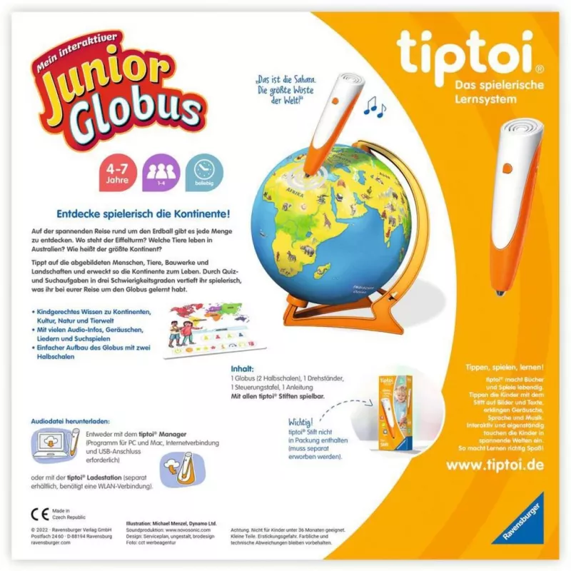 Õppemänguasi Ravensburger tiptoi Mein interaktiver Junior Globus