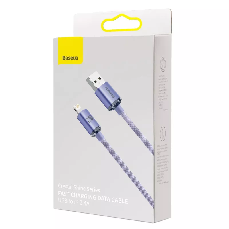 Baseus Crystal Shine kaabel USB-Lightning, 2,4A, 2m (lilla)