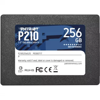 2.5 inch SATA III SSD Patriot P210 256 GB — 500 MB/s lugemine, 400 MB/s kirjutamine, 7 mm