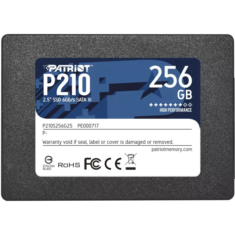 2.5 inch SATA III SSD Patriot P210 256 GB — 500 MB/s lugemine, 400 MB/s kirjutamine, 7 mm