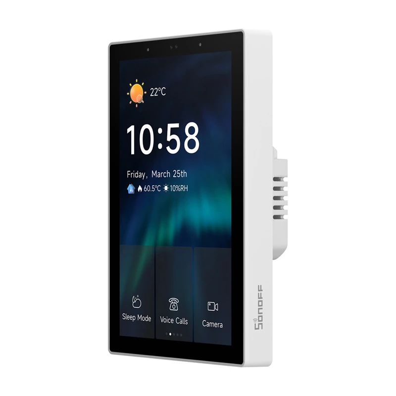 Nutikas juhtpaneel Sonoff NSPanel Pro — Wi‑Fi, Bluetooth, Zigbee, seinale paigaldatav nutikodu liides