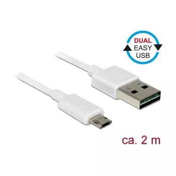 USB-kaabel DeLOCK 84808 USB 2.0 2 m USB A Micro-USB B Valge