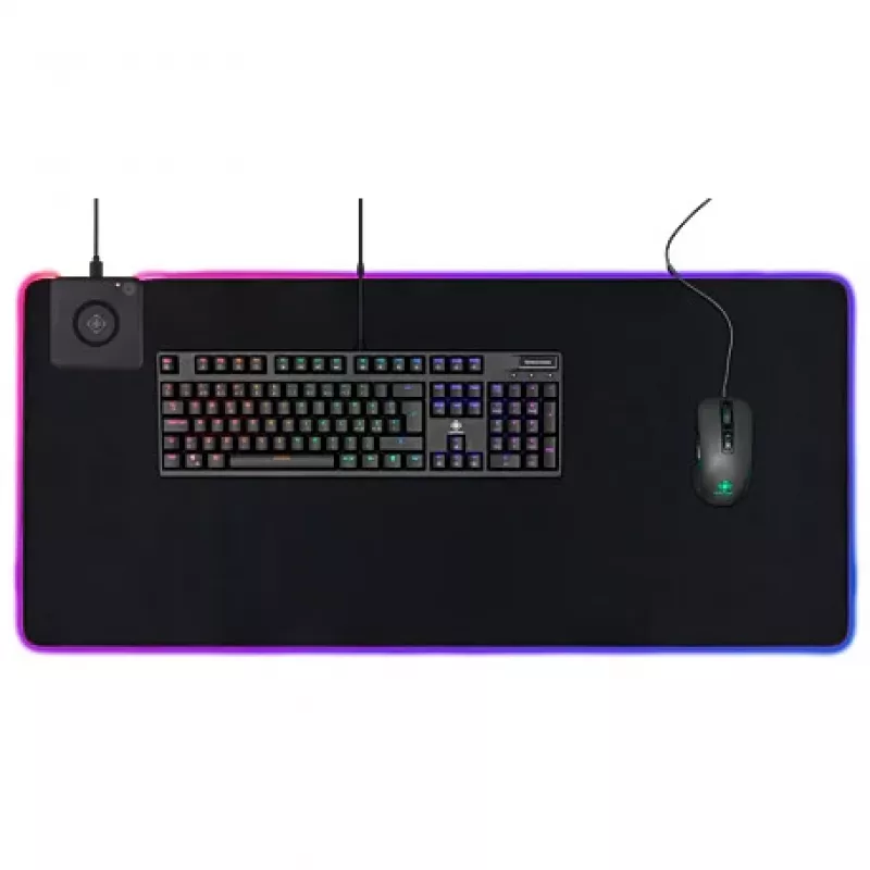 Deltaco GAM-092 - Must - Ühevärviline - Neopreen - USB - Mänguhiirematt