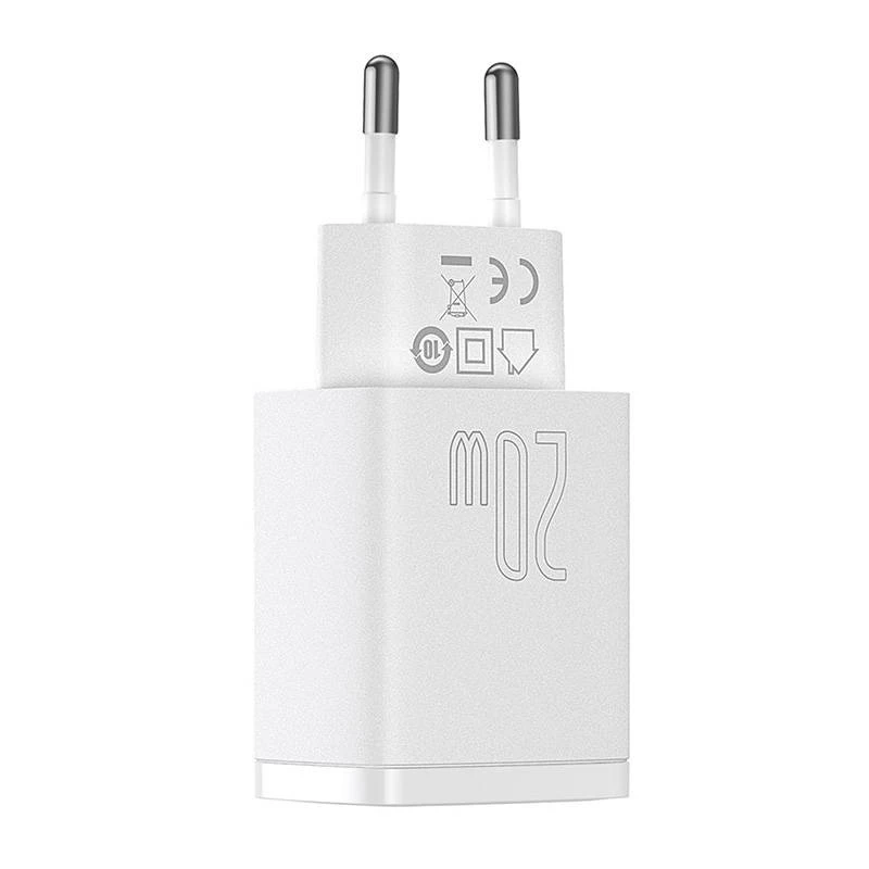Seinalaadija Baseus Compact 1x USB-A + 1x USB-C 3A, kompaktne reisilaadija