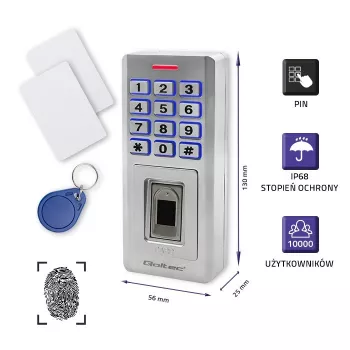 Sõrmejälje- ja RFID-koodlukk QOLTEC 52447 IP68 kaitsega