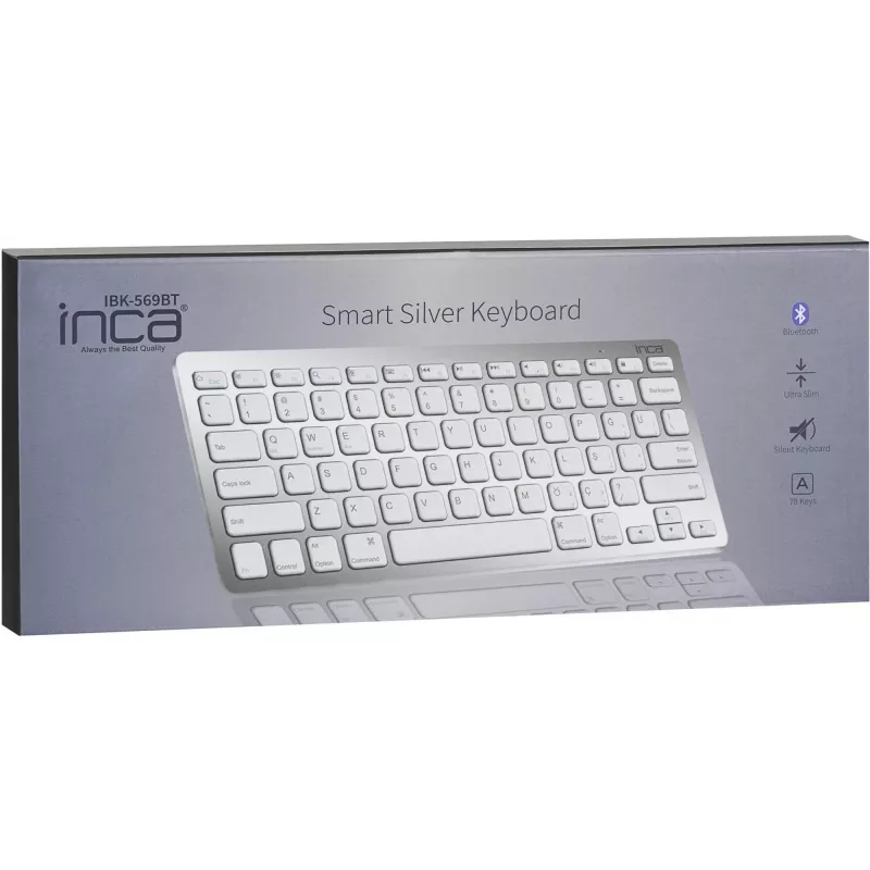 Juhtmevaba klaviatuur Inca IBK-569BT Bluetooth 78 klahvi metallikhõbe