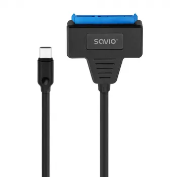 SAVIO SATA–USB-C liidesekaabel AK-69, SATA-emane–USB-C-isane, USB 3.2 Gen 1 (5 Gbit/s), 0,25 m, must