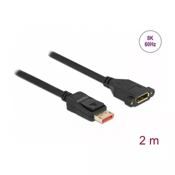 DisplayPort pikenduskaabel paneelikinnitusega DeLOCK 8K 60 Hz 2 m