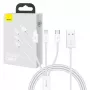 USB-kaabel Baseus SUP0003529 — USB 3.2 Gen 1 (3.1 Gen 1), 1 m, USB-A kuni USB-C / Micro USB-A / Lightning, valge