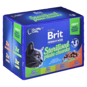 BRIT Premium Cat Sterilised Plate - märg kassitoit - 12x100g