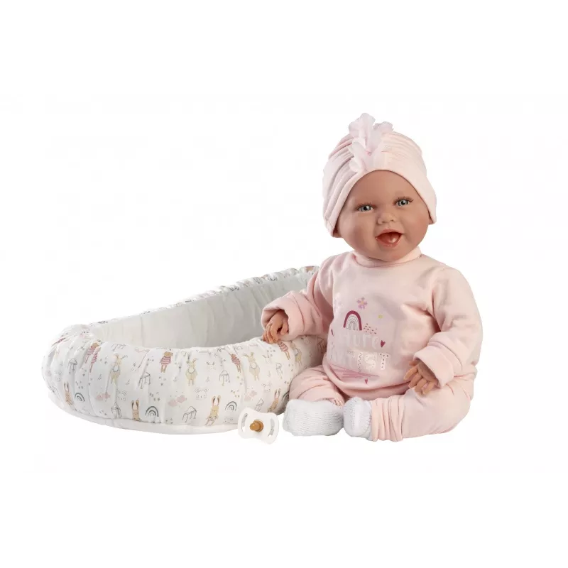 Beebinukk Llorens Mimi Baby 42 cm — realistlik nägu, naerab, pehme keha