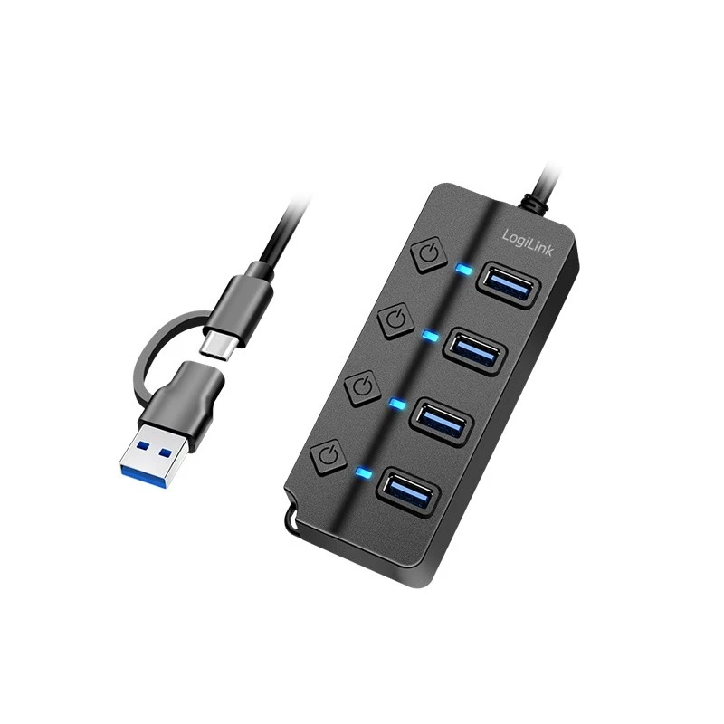 USB3.2 Gen1 HUB, 4xUSB-A sisse/välja lülitiga