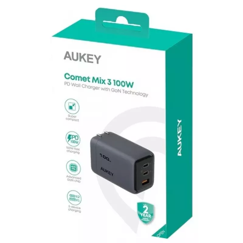 Comet Mix 3 seinalaadija PA-C5 3xUSB (2xUSB-C ja 1xUSB-A) 100W 5A QC5.0 PD3.0 AFC PPS FCP SCP