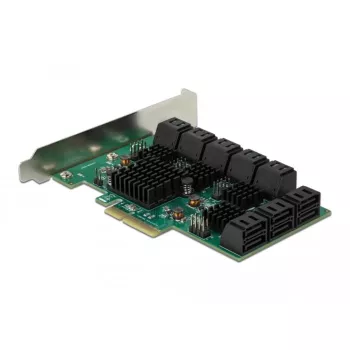 DeLOCK 16 pordiga SATA PCI Express x4 kaart 6 Gbit/s roheline hall