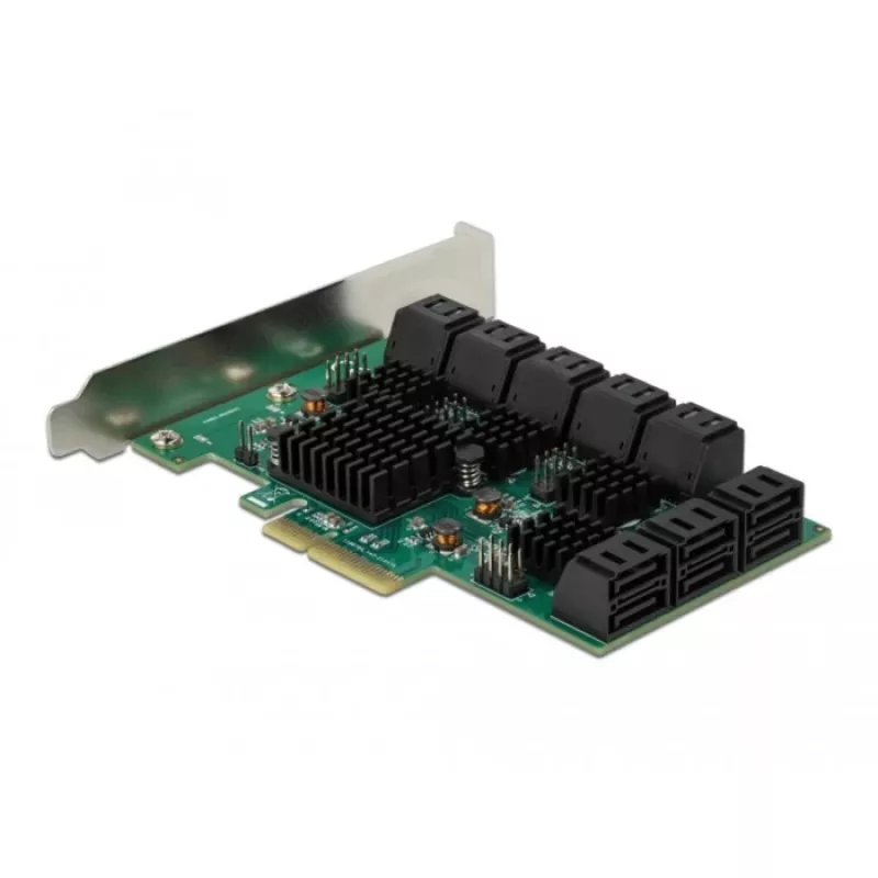 DeLOCK 16 pordiga SATA PCI Express x4 kaart 6 Gbit/s roheline hall
