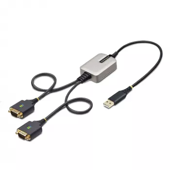 StarTech.com 2 jala (60cm) 2-pordiline USB-jadaliidese adapterkaabel, vahetatavad DB9 kruvid/mutrid, COM-i säilitus, USB-A – DB9 RS232, FTDI, 4. taseme ESD kaitse, Windows/macOS/ChromeOS/Linux – vastupidav TPE-konstruktsioon