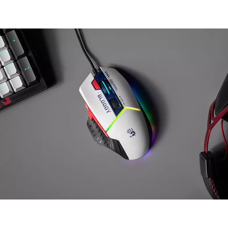 Mängurihiir A4Tech Bloody W95Max USB — paremakäeline, valge, 12000 DPI, 1 ms, 250 ips, 125/2000 Hz