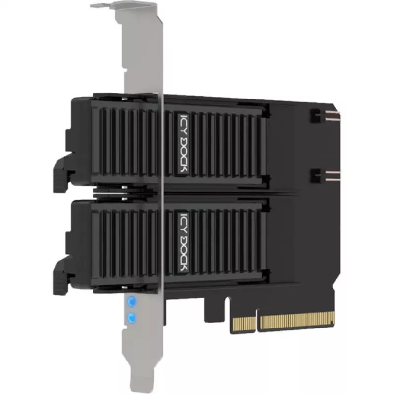 PCIe adapterkaart icybox MB312M4P-B — 2× M.2 NVMe PCIe 4.0 x8 (bifurkatsioon)