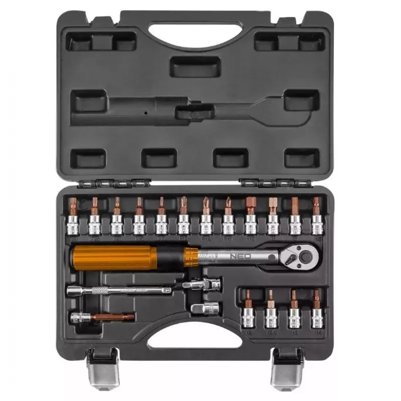 Neo Tools 1/4 kahesuunaline momentvõti, 5–25NM, 21-osaline komplekt
