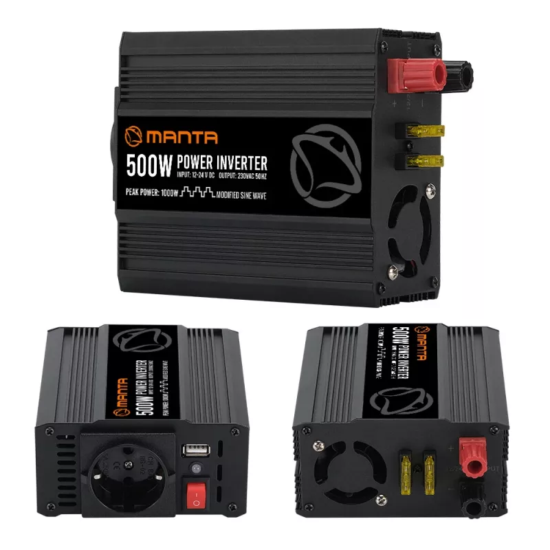 Toiteinverter MANTA MPI500M 500W pidev / 1000W tipp DC-AC