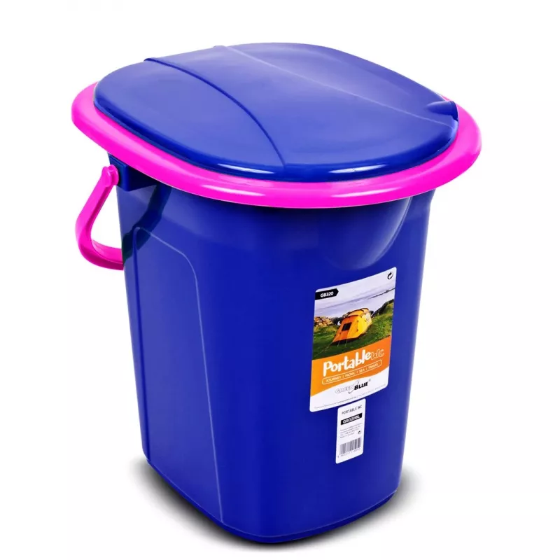 GreenBlue GB320BR 19L kaasaskantav matkakäimla, ämber, reisimiseks, festivalidele, käepidemega, eemaldatava istmega - tumesinine ja roosa