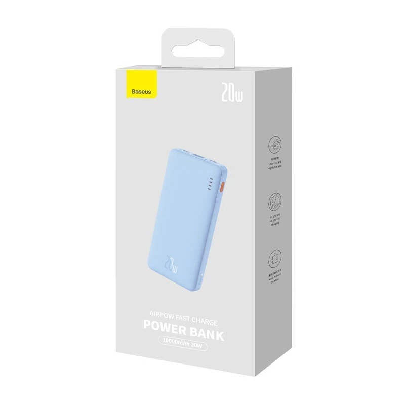 Kaasaskantav akupank Baseus Airpow 10000 mAh, 20W, LiPo, USB-C + USB-A, sinine